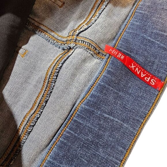 Spanx Distressed Medium Wash Skinny Jeans - Picture 4 of 9